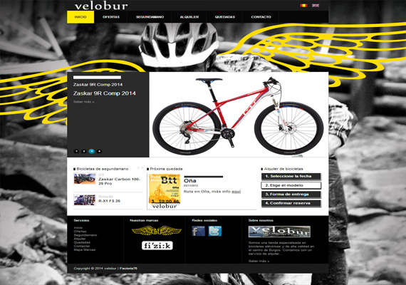 Diseño y maquetación completa de la website. Programación a medida del sistema de gestión de alquileres, reservas, quedadas y ofertas. <a href='http://www.velobur.es' target='_blank'>Visitar la web</a>