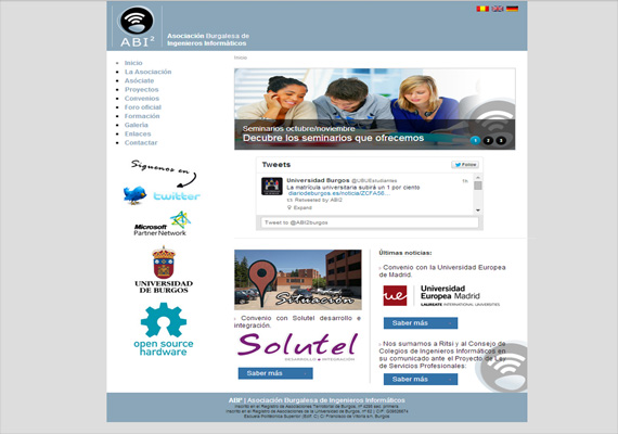 Diseño, desarrollo y mantenimiento de la website corporativa. Desarrollo a medida de la webapp para la gestión de socios. <a href='http://www.abi2burgos.es' target='_blank'>Visitar la web</a> 